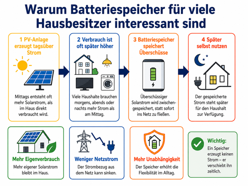 Ein Erklärbild warum Batteriespeicher für einen Hausbesitzer interessant sein kann